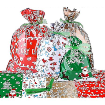 Julklappspåsar Presentinslagning Blandade Presentstilar Påsar Med Band För Julinslagning av Presenter f74