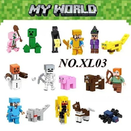 Hot Sale 16 stk. sæt Forskellige muligheder tilgængelige Minecrafte My World Diy Blocks MC Minifigurer Byggeklodser Model Legetøj til gaver