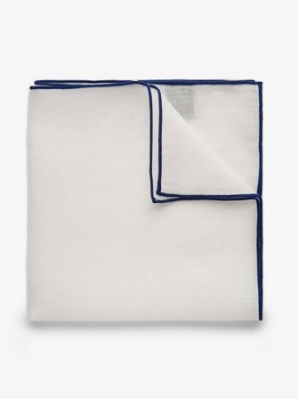 John Henric Men's Blue & White Pocket Square Linen Size Onesize