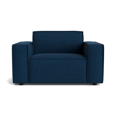 Lyon Sessel in Aragon Blau, moderner Polstersessel mit hohem Sitzkomfort, zeitloses Design, perfekt fürs Wohnzimmer, Breite 80cm, Uni-Muster