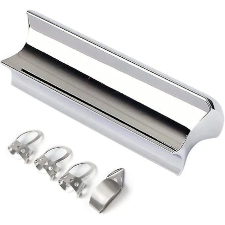 Gitarr Slide Bar Set Stål Ton Bar Med 4 Finger Plektrum För Elektrisk Gitarr Silver Stål Slide Bar Gitarr (silver) (5 st)