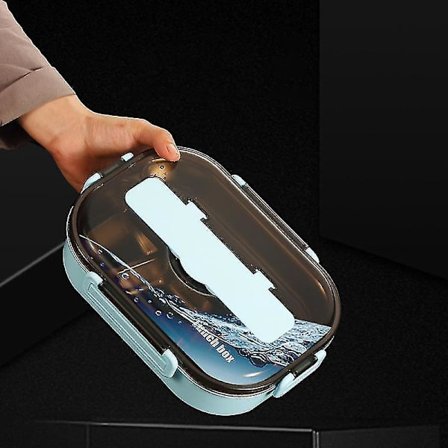 1 stk Blå Bærbar Rustfritt Stål Matboks Japansk Bento