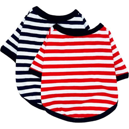 2-pak hundetrøje kæledyrstøj bomuldsstribet tøj, åndbar blød hundetrøje til små mellemstore store hunde
