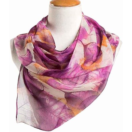 Tørklæde til kvinder, letvægtstørklæde, elegant blomstermønster, transparent tørklæde, sjal, omslag, lilla -KK