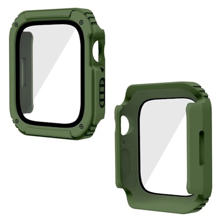 Apple Watch 44mm cover med hærdet glas - Militærgrøn