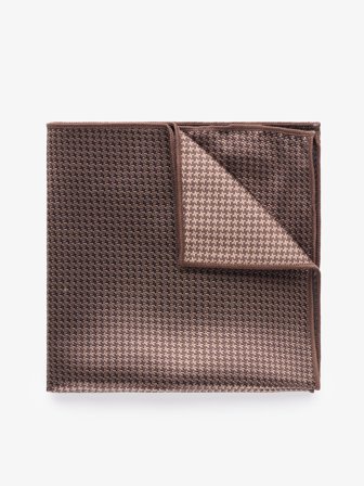 John Henric Men's Brown Houndstooth Pocket Square Size Onesize