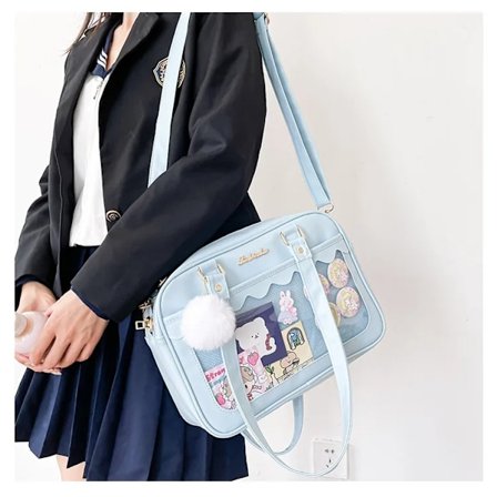 Japanilainen Kawaii Olkalaukku Naisille PU Nahka Itabag Läpinäkyvä Laukku JK Tote Laukku Käsilaukut Preppy Laukku ita laukku Crossbody Ba