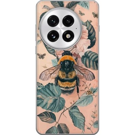 Yhteensopiva Puhelinkuori OnePlus 13 Kimalainen kukalla luonnollinen inspiroiva muotoilu pehmeillä pastelliväreillä rauhallinen energia ja kaunis kukk