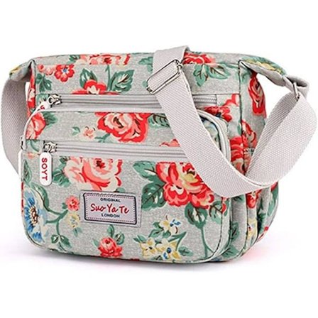 Vanntett Crossbody-veske med flere lommer for kvinner - Casual trykte canvas skuldervesker for utendørs