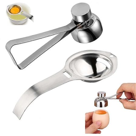 Äggöppnare i stål, äggöppnare i rostfritt stål, äggviteavskiljare, rostfritt [DB]