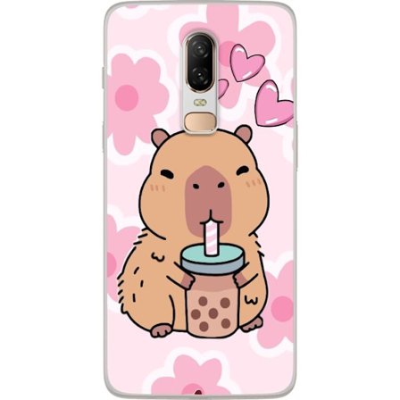 Kompatibelt Mobilskal till OnePlus OnePlus 6 Kawaii Capybara Hjärtan Anime Stil Söt Design Djurmotiv TikTok Populärt Present Tjej