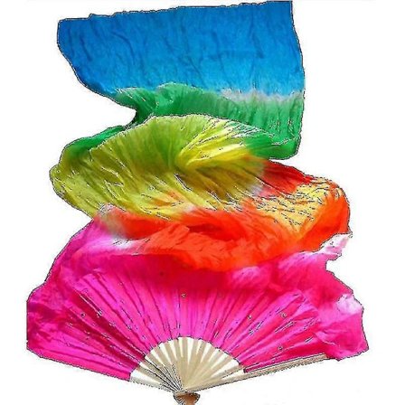 Flerfarget Håndlaget Magdans Silke Bambus Lange Vifter Slør 1.8m Het Hfmqv【PL】