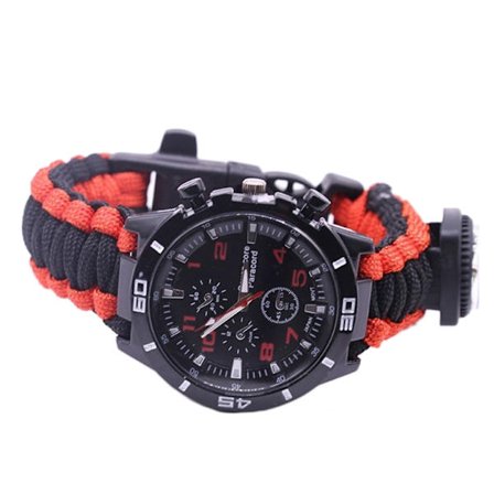 Utendørs camping Survival Watch Multifunksjonelt armbånd Kompassrep Fløyte Paracord Armbånd Verktøysett