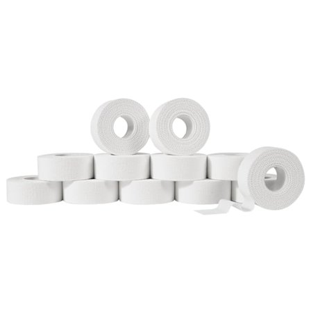 (12 Ruller)Sinkoksid Tape - Finger Tape 2,5 cm x 10 m i Hvit, Limtape for Jiu Jitsu, Roing, Klatring, Volleyball