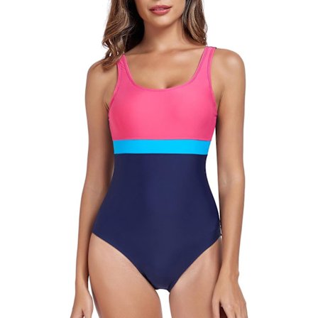 Badedragt i ét stykke, mavekontrol, retro badedragt, polstret Navy L