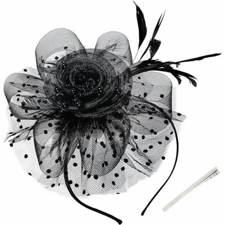 Fascinerende hat til kvinder, te-selskabshat til kvinder, til kirkebryllup, cocktail, sort