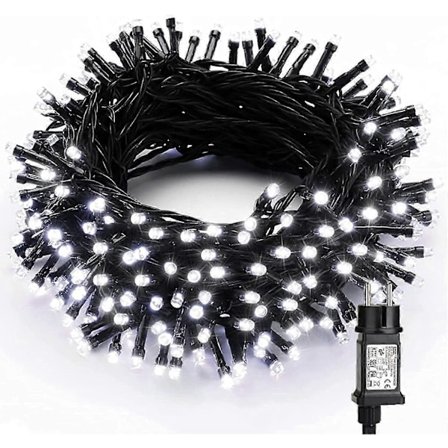 Julbelysning Inomhus Utomhus, 20M 200 LED Kallvit Elektrisk Ljusslinga 8 Lägen Vattentät LED-belysning för Juldekoration Fest Bröllop