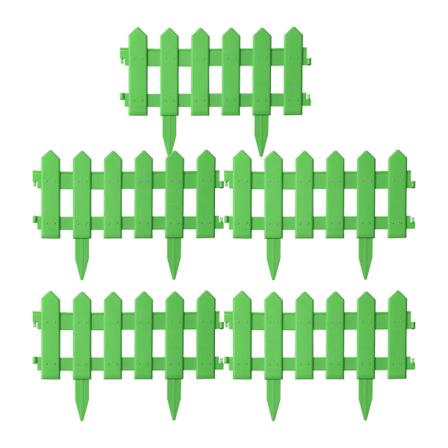 5 stk. Plastikkantsten Have Stakit - Græs Eng Blomsterbede Plantegrænser - Dekorativ Sce Green