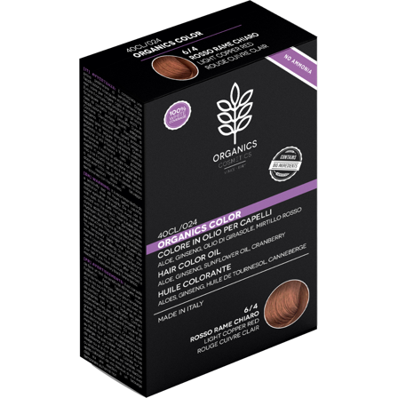 Organics Cosmetics Colore In Olio Per Capelli 6/4 Rosso Rame
