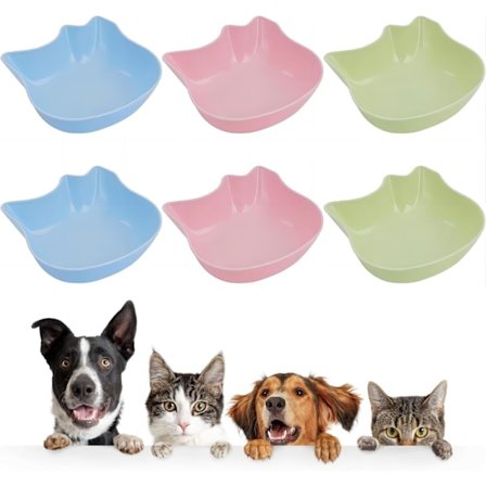 6 stk. Skridsikre Madskåle til Kæledyr - Tippesikre Plastskåle til Katte og Hunde, (Holdbare, Let at Rengøre, BPA-Frie)