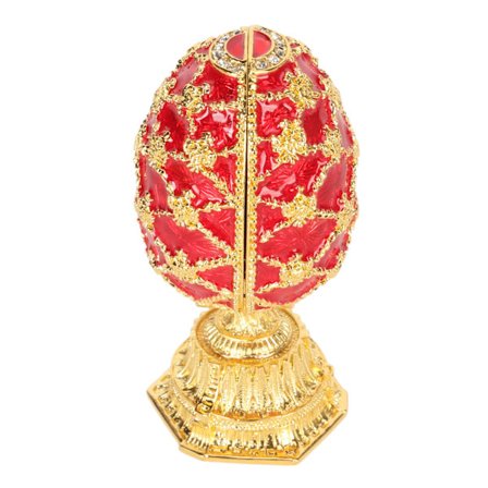 Käsityönä tehty emaloitu Faberge-tyylinen saranoitu korurasia koristeellinen kodin sisustus punainen