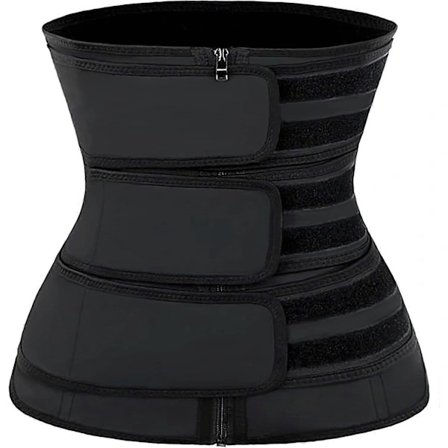 Taljetræner til Kvinder Latex Underbust JSculpt Dobbelt Træningsbælte Træningssport Korset D-sort -Triple Straps M[co]