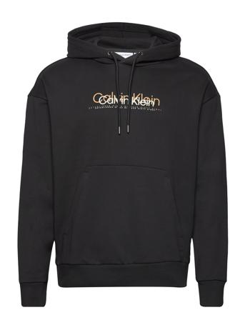 Double Flock Logo Hoodie Hettegenser Genser Svart Calvin Klein*Betinget Tilbud