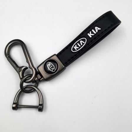 Tilpasset Metal Bil Logo Nøglering - Forretningslæder Nøglering Vedhæng til Mænd Kia Gunmetal Hardware