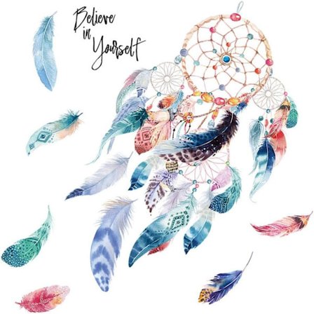Vattenfärg barn väggdekaler DREAM CATCHER i fjädrar (10