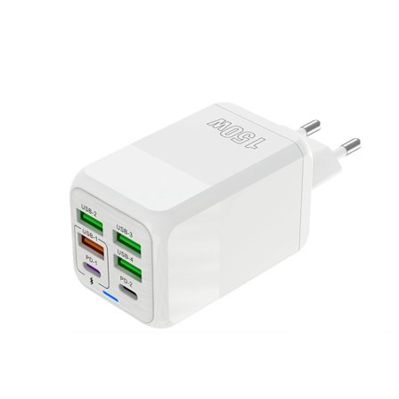 150W 2PD 4 USB C useita laitteita lataava sovitin 6 portilla puhelimen, tabletin ja muiden nopeaan lataukseen