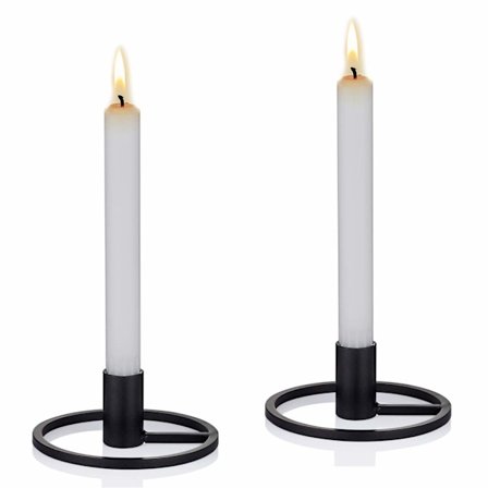 Lysestaker avsmalnende stearinlys lysestake metall svart sett med 2 vintage runde lysestaker borddekorasjon for søylelys svart