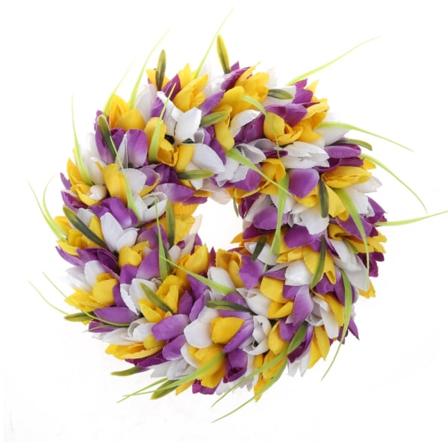 Keinotekoinen tulppaaniseppele Simulaatio hääkoristelu Seinään ripustettava seppele pääsiäisen kevätjuhliin etuoven sisustus Ystävänpäivälahja