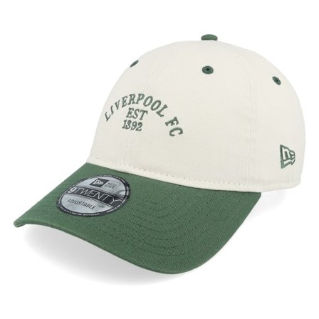 New Era - Football Beige unconstructed Czapka Z Daszkiem - Liverpool Contrast 9TWENTY Ivory/Green Dad Cap @ Hatstore