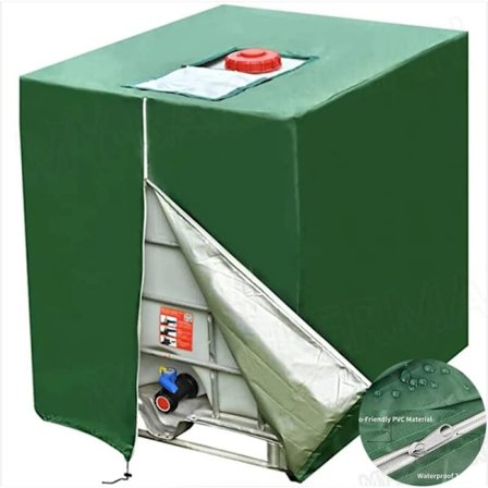 Trekk til 1000 l tank, Solbeskyttelsestrekk for IBC regnvannstank, Støvtett Anti-UV, Beskyttelsestrekk, Beskyttelsestrekk (116 x 100 x 120 cm)