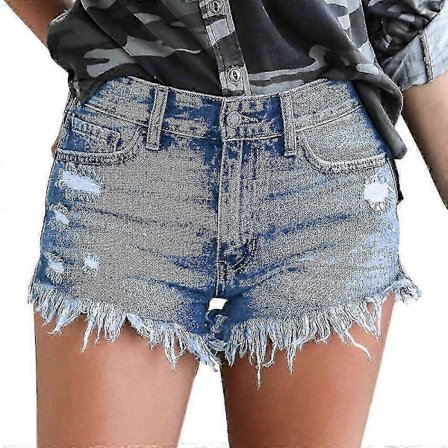 Dam Cut Off Denimshorts Trasiga Jeansshorts med Sliten Look Bekväma Stretchiga Hotpants