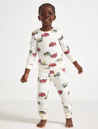 Lindex Pyjamas Fire Trucks Working V - Cream - 122/128