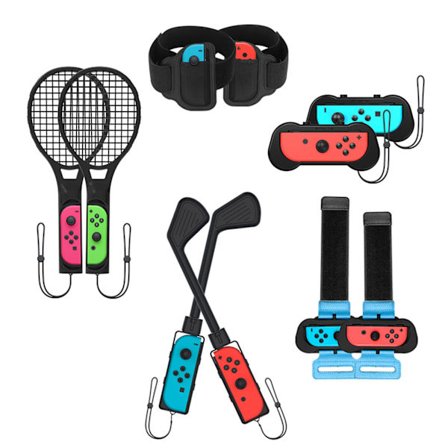 Switch Sportstillbehör Paket 10-i-1 Familjeset för Switch & OLED-spel Golf Super Rush, Armband
