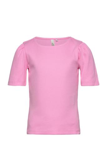 Pktania Ss O-Neck Puff Top Noos Bc Tw Pink Little Pieces