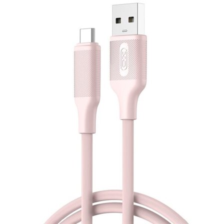 XO USB- ja USB-C-kaapeli 3A 1m - vaaleanpunainen