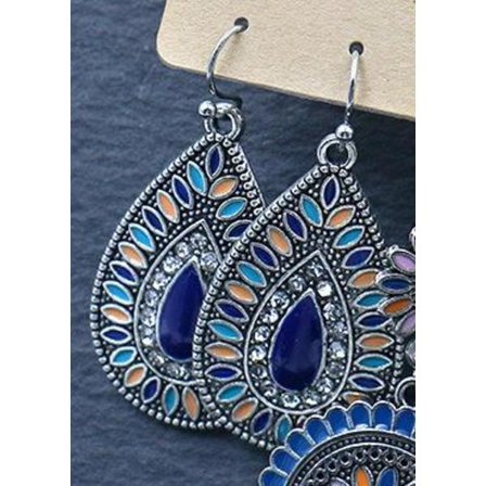 Øreringe med blå sten forsølvet hoops