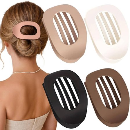 4 kpl Platta-hiusklipsiä naisille – Ergonomiset kaarevat klipsit vahvalla otteella, sopivat paksuille, ohuille ja kiharoille hiuksille