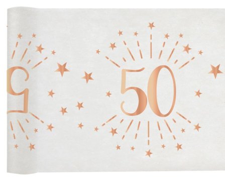 Dug (løber) hvid & rosaguld 50 år 30x500 cm