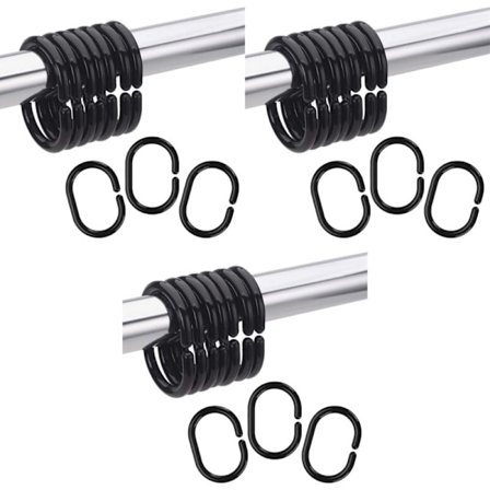 72 st Duschdraperiringar i Plast för Badrumsstång