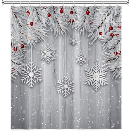 120x180cm, Vinter Jul Snöflinga Duschdraperi