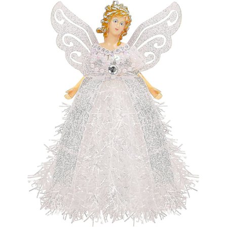 Juletræstop - Hvid Plastik Juletræ Engel 20,5 X 8,2 Cm - Juletræstop Juletræspynt, Krist