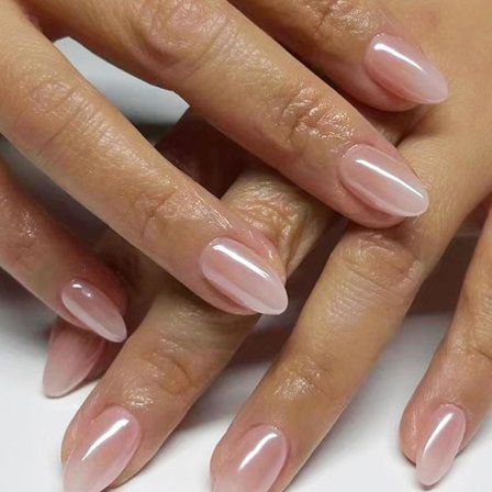 30 Stk. Løsnegler Korte Mandelformede Franske Press-on Negler Naken Rosa Løsnegler Lim Akryl Full Dekning Neglehetter for Kvinner og Jenter Neglekunst