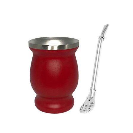 Yerba Mate Te Kopp Isolering Dubbelväggig Gourd Te Kopp Mate Halm Set (Röd)