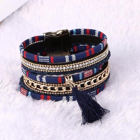 Rhinestone læder wrap magnetisk armbånd