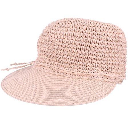Seeberger - Rosa fitted Keps - Paper Crochet Cap With Big Visor Powder Red Fitted @ Hatstore
