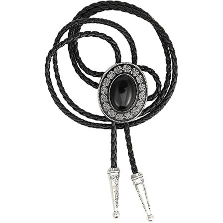Bolo Tie, Handgjord Rund Västerländsk Denim Bolo Tie Svart